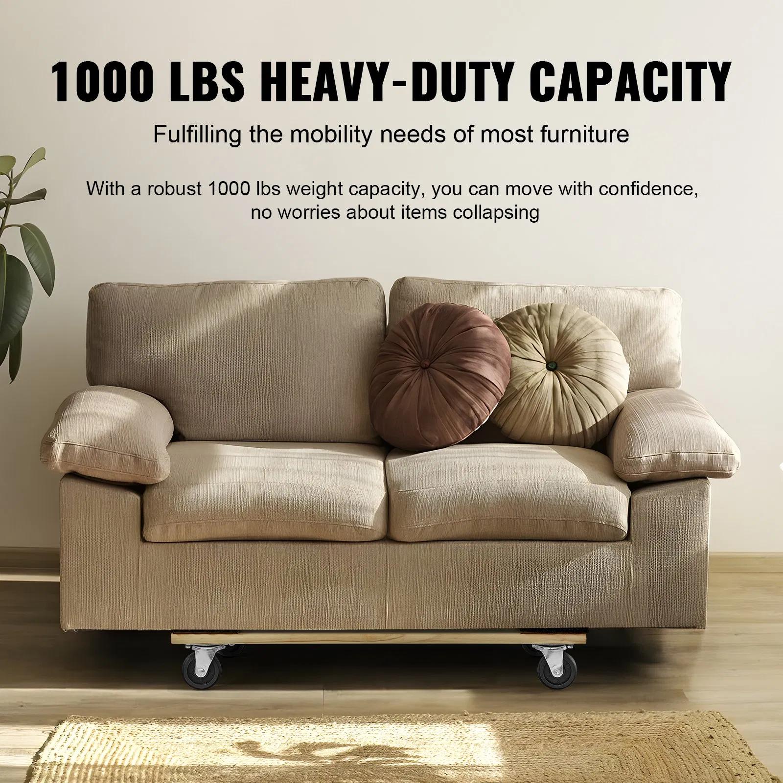 Furniture Dolly, 1000 lbs Load Capacity, Heavy Duty Hardwood Furniture Moving Dolly, Mover's Dolly, Moving Cart with Wheels for Heavy Furniture Home Cleaning
