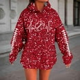 thumbnail image 2 of Womens Hoodies 2025 Game Day Sequin Football Graphic Long Sleeve Sweatshirts Fall Winter Casual Trendy Loose Fit Pullover Tops, 2 of 5