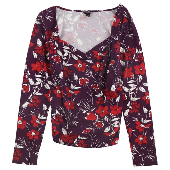 GUESS Blouse à Enfiler Froncée pour Femmes, Violet, Très Grand