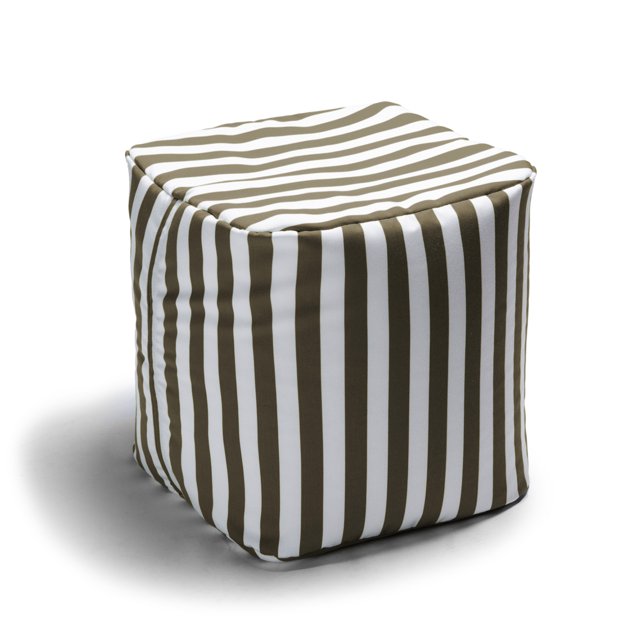 Jaxx Luckyie Pouf Ottoman de Patio Extérieur, Rayé Taupe