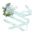thumbnail image 2 of Flores artificiales para bodas para una ceremonia elegante con asientos de tela de hilo azul y decoración floral, 2 of 8