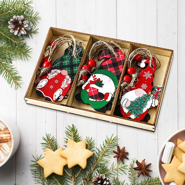 Decoración Navideña Suministros Navideños Accesorios Pintados Lindo Anciano Sin Rostro Pequeño Colgante Adorno Navideño Colgante de Madera