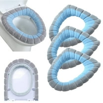 Bxaolu Bathroom Soft Thicker Warmer Stretchable Washable Cloth Toilet Seat Cover Pads 3PCS - Easy Installation Comfortable Toilet Lid Seat Cover(Blue)