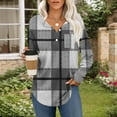 thumbnail image 2 of Stamzod Women Blouses Fashion Plaid Printed V-Neck Button Pullover Top Casual Loose Long Sleeve Shirts for Women Gray B L, 2 of 7