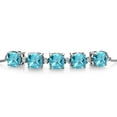 thumbnail image 2 of Gem Stone King 925 Sterling Silver Swiss Blue Topaz and White Lab Grown Diamond Tennis Bracelet for Women (5.66 Cttw, Cushion Checkerboard 6MM, Gemstone Birthstone, Fully Adjustable up to 9 inch), 2 of 4