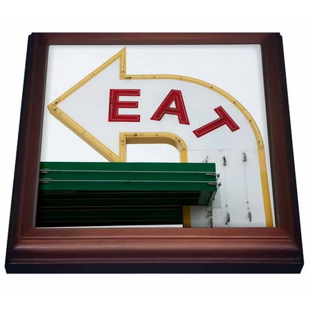 3dRose USA, Wisconsin, Madison, Eat sign at diner - US50 PSO0001 - Paul Souders, Trivet with Ceramic Tile, 8 by