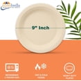 thumbnail image 2 of 9 Inch Compostable Paper Plates - Heavy Duty Disposable Sugarcane Bagasse Plates - Unbleached, Microwave Safe, Hot & Cold Disposable Party Plates - Ecombrella 9 inch Round Plates 50 pcs 1 Set, 2 of 5