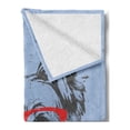 thumbnail image 2 of Yorkie Soft Flannel Fleece Throw Blanket, Yorkshire Terrier Portrait Red Nerd Glasses Tainted Backdrop Animal, Cozy Plush for Indoor and Outdoor Use, 60" x 80", Pale Blue Grey Vermilion, by Ambesonne, 2 of 5