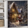thumbnail image 5 of Santa Claus Reindeer Vintage 4PCS Shower Curtain Sets with Rugs with Non-Slip Bath Mat Toilet Rug，72" X 72", 5 of 8
