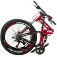 thumbnail image 3 of Folding Mountain Bike Eurobike G4 Full Suspension 17 inch Frame 26 Inch Wheels 21 Speed Dual Disc Brakes Foldable Bicycle Bikes for Adults and Teens Red, 3 of 10