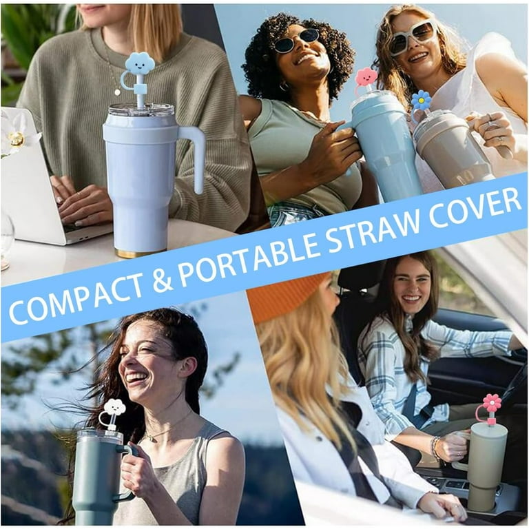 Straw Cover Cap for Stanley Cup,Silicone Straw Topper Compatible with 30&40  Oz Tumbler with Handle,10mm 0.4in Dust-Proof Reusable Straw Tips Lids (6Pcs Straw  Cover Blue) 