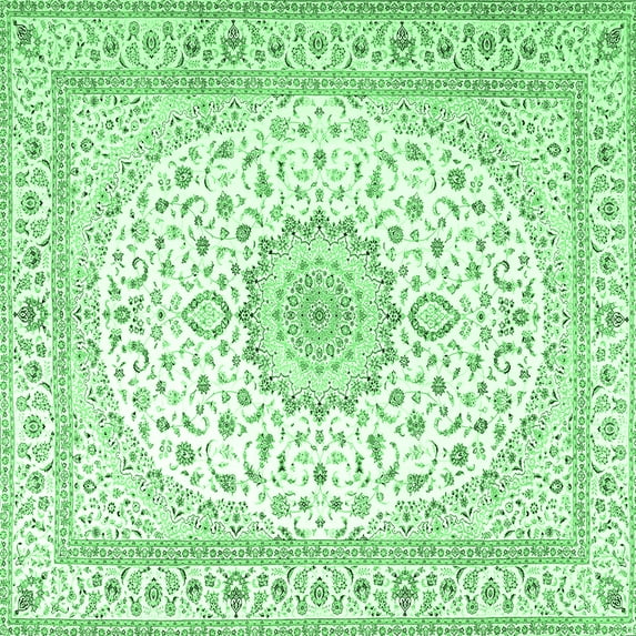 Ahgly Company Indoor Square Medallion Emerald Green Traditional Area Rugs, 3' Square