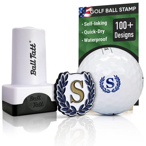 Ball Tatt S Initial Golf Ball Stamp Self-Inking Quick-Dry with Monogram Ball Marker (Blue)