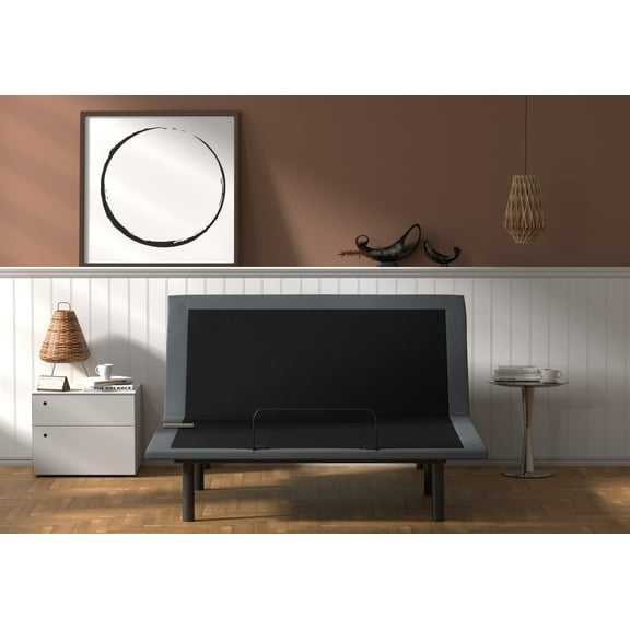 Bed Frame Black and Grey King Adjustable Bed Base With Head and Foot Position Adjustments