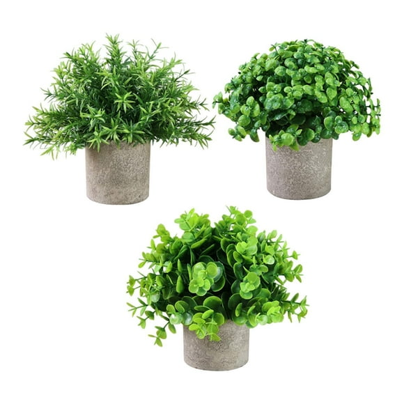 3 piezas de pequeñas plantas falsas en maceta, plantas artificiales para interior Estilo H
