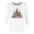 thumbnail image 4 of Bcresic Glitter Merry Christmas Shirts for Womens Cute Bright Xmas Tree Tshirts Trendy Crewneck 3/4 Sleeve Tops Classic Cotton Pullover Tees Xmas Holiday Tunic T-Shirt Gifts,#01_White,XX-Large, 4 of 4