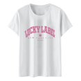 thumbnail image 5 of YDLCAFD T-Shirt pour Femmes Adapté à l'Impression Col Rond Manches Courtes Tee Tops Tunique Blouse, 5 of 5