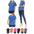 thumbnail image 6 of Women's Casual Solid Round Neck Blouse with Short Sleeves and Keyhole, 6 of 6