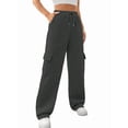 thumbnail image 2 of Womens Cargo Sweatpants Baggy Fleece High Waisted Joggers Sweat Pants Athletic Pants Dark Gray L, 2 of 8