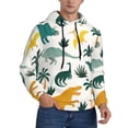 thumbnail image 2 of Uemuo Dinosaurs and Tropical Leaves Pattern Men's Hoodie - Casual Pullover Hoodie with Kangaroo Pocket, Stylish Hooded Sweatshirt for Everyday Wear-X-Large, 2 of 7