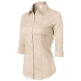 thumbnail image 3 of Made by Olivia Women's 3/4 Sleeve Stretchy Button Down Collar Office Formal Casual Blouse Shirts Top, 3 of 5