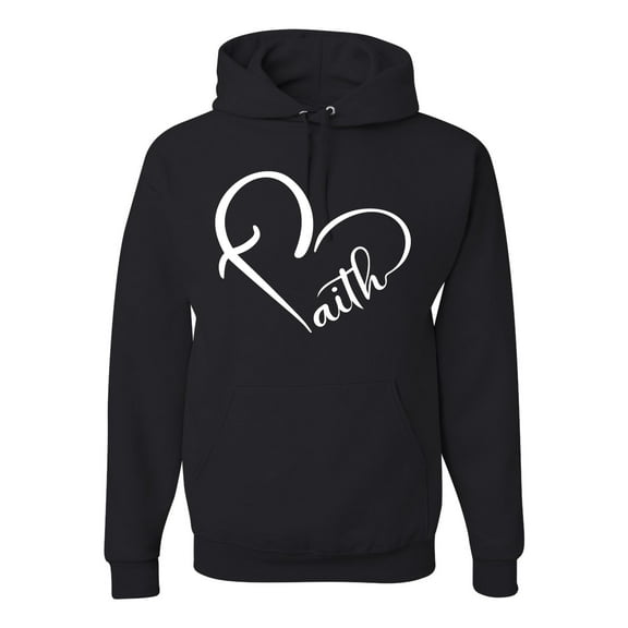 Wild Bobby Heart Made Of Faith Inspirational/Christian Unisex Graphic Hoodie Sweatshirt, Black, Small