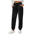 thumbnail image 5 of THNCYX Women Solid Color Elastic Waist Casual Sweat Pants With Side Pockets Relaxed Wide Drawstring Trousers, 5 of 9