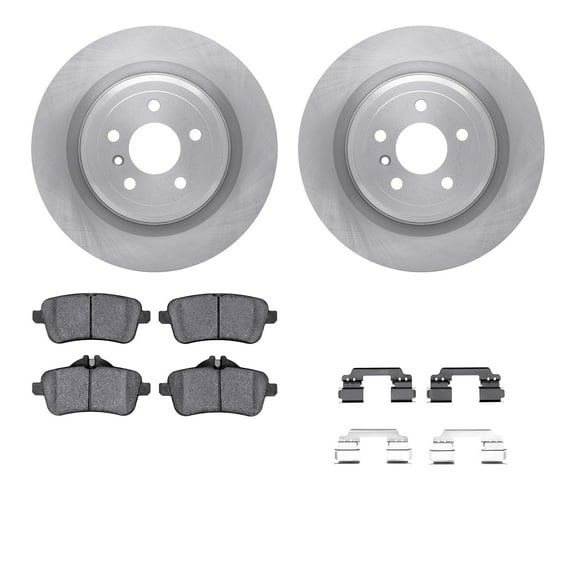 Dynamic Friction Company Rear Brake Rotors with 5000 Euro Ceramic Brake Pads includes Hardware 6612-63428