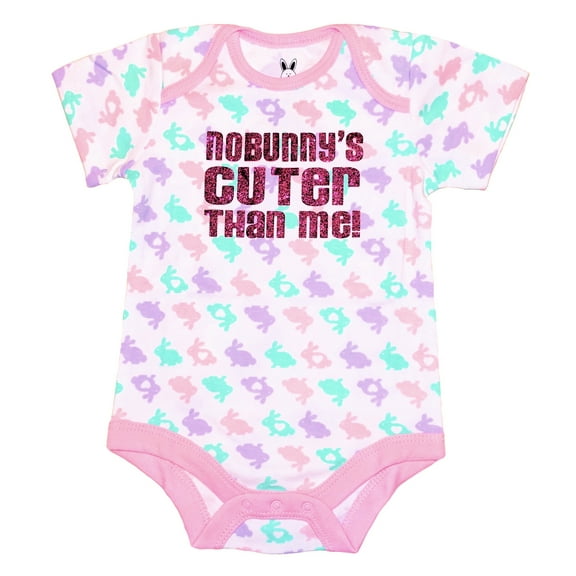 Easter Baby Girls No Bunny's Cuter Than Me! Bunny Bodysuit (0-3 Months)
