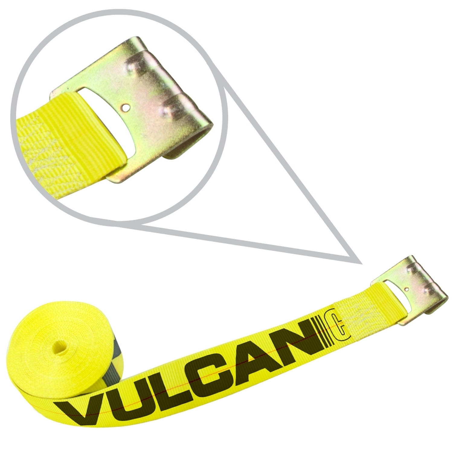 5,400 Pound Safe Working Load Classic Yellow 4 Inch x 27 Foot 2 Pack VULCAN Ratchet Strap with Flat Hooks 