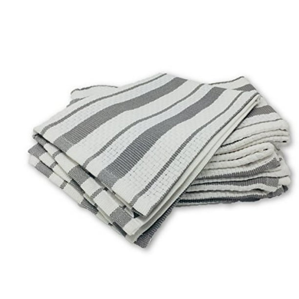 Williams Sonoma Classic Striped Dishcloths, Dishrags, Drizzle Grey (set of  8) 