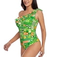 thumbnail image 3 of Yiaed St Patrick's Day6 Print Women One Piece Swimsuits Tummy Control One Shoulder Bathing Suits Pattern Ruffle Swimwear-Medium, 3 of 8