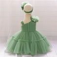 thumbnail image 5 of 6M-3T Baby Tutu Pageant Dress Toddler Bowknot Princess Tulle Girl Gown Flower Dresses with Headwear, 5 of 9
