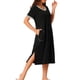 thumbnail image 4 of Camisón de noche de mujer INSPIRE CHIC con cuello en V, abertura lateral, manga corta, camisón largo con bolsillos, M, negro, 4 of 6