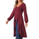 thumbnail image 4 of INSPIRAR CHIC Blusas largas de peplum con dobladillo asimétrico en V para mujer color burdeos S, 4 of 6