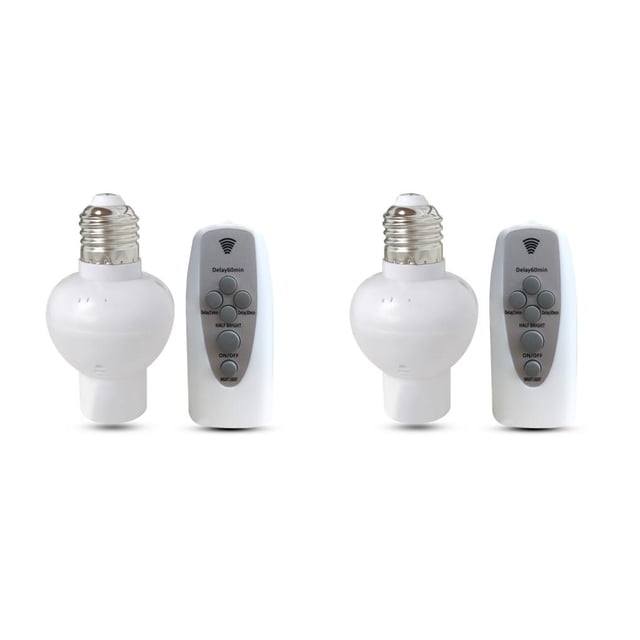 Langgg Wireless Lamp Base Portable Detachable Remote Control E27 Adjustable Holder Household Switch Socket Lighting Part Shown as Picture 2Set