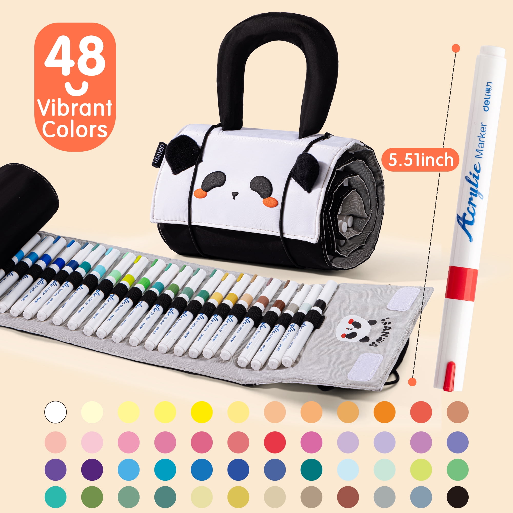 48 Colors Acrylic Paint Markers, Water-Based Acrylic Paint Pens for Rock Painting, Ceramic, Wood, Canvas, Plastic, Glass, Stone, Calligraphy, Card Making, DIY Crafts