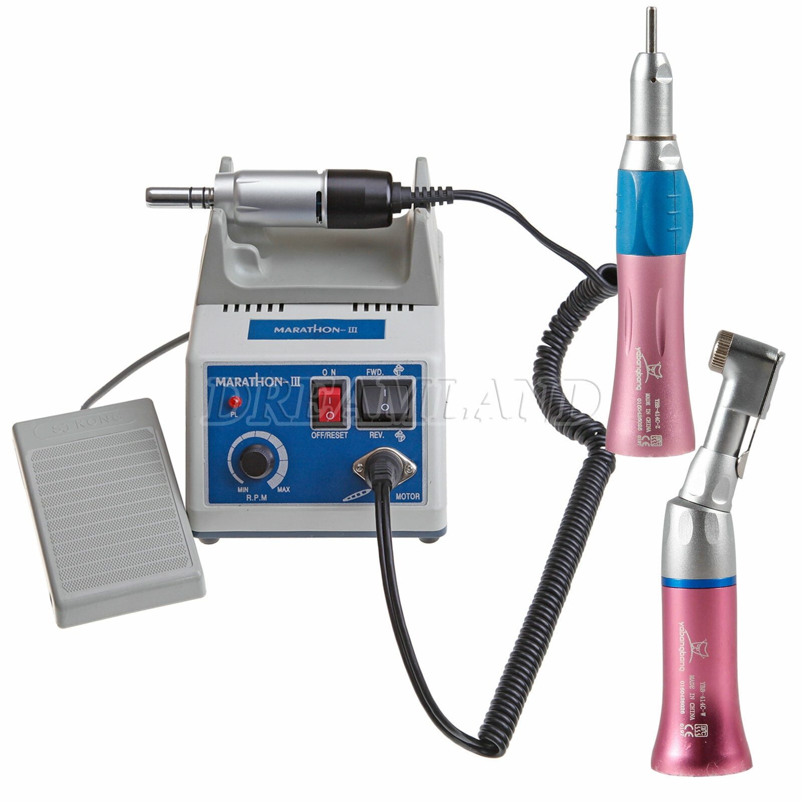 Dental Lab Micromotor Polisher Polishing 35K RPM Marathon N3/Contra Angle Straight Handpiece Kit Lab Equipment