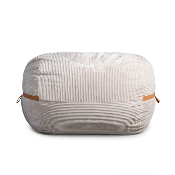 Big Joe Fuf 7Ft Giant Foam Bean Bag Chair, Oversized Couch with Removable Cover for Kids, Teens, Adults, Vanilla Latte Corded Plush, 7 Foot