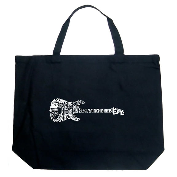 LA Pop Art Large Word Art Tote Bag - Rock Guitar