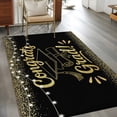 Black Gold Graduation Cap Washable Area Rug 4x6 Sequins Light Festive ...