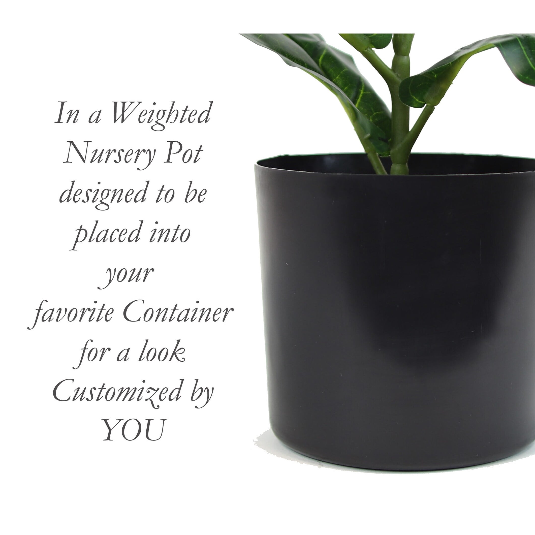 The Mod Greenhouse 66" Artificial Green Fiddle Leaf Tree in a Black Matte Planter Pot