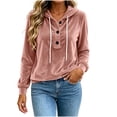 thumbnail image 5 of MLCDZ Womens Velour Hoodies Casual Loose Fit Button Hooded Long Sleeves Drawstring Sweatshirt Lightweight Breathable Golf Camping Pullovers, 5 of 9