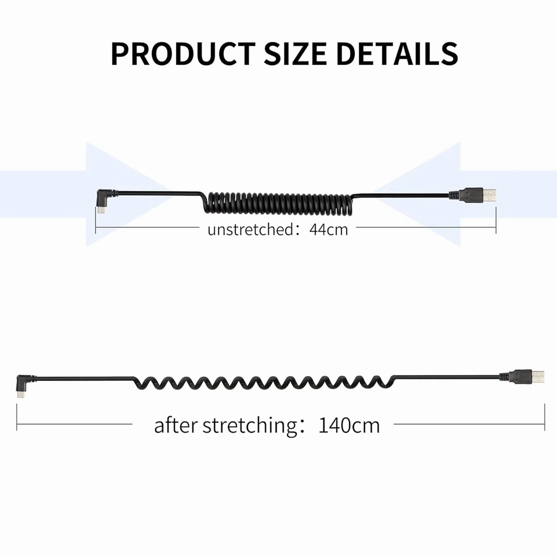CRESTIN- Yacsejao Coiled Usb C Charging Cable Retractable 2.0 To 90 Degree Type C...