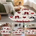 thumbnail image 6 of Valentine's Day Washable Round Area Rug 5 ft, Love Bird Branch Red Heart Plaid, Soft Non Slip Rugs Stain Repellent Indoor Felt Carpet for Living Dining Room Bedroom Home Office, 6 of 9