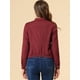 thumbnail image 5 of Chaqueta corta de motociclista con cuello alto Piel sintética asimétrica con cremallera frontal para mujer borgoña M, 5 of 6
