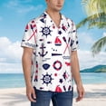 thumbnail image 3 of Rateoe Sailing Marine Travel Pattern Men’s Hawaiian Shirt – Short Sleeve Button-Down Tropical Beach Shirt, Lightweight & Breathable Casual Aloha Shirt with Pocket,Large, 3 of 7