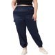 thumbnail image 1 of Pantalones cargo de satén para mujer de tallas grandes Agnes Orinda con cintura elástica y bolsillos, longitud hasta el tobillo, 1X azul real, 1 of 6