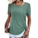 thumbnail image 2 of Camiseta de mujer de manga corta con cuello redondo y cordón lateral holgado, Top informal de verano para mujer, 2 of 6