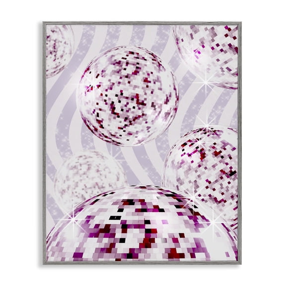 Stupell Industries Eclectic Glam Disco on Stripes Gray Framed Giclee Art, 24 x 30, by Ziwei Li
